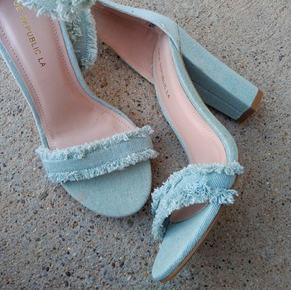 🐦SHOE REPUBLIC LA Denim Chunky Heel